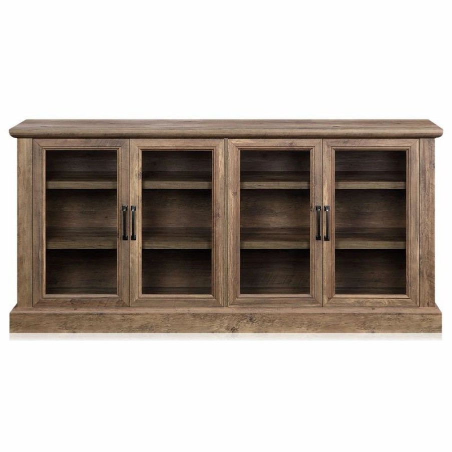 Buffets & Sideboards * | Belleze 70 Rustic Wood Sideboard Stand 4 Doors Buffet Cabinet, Rustic Oak