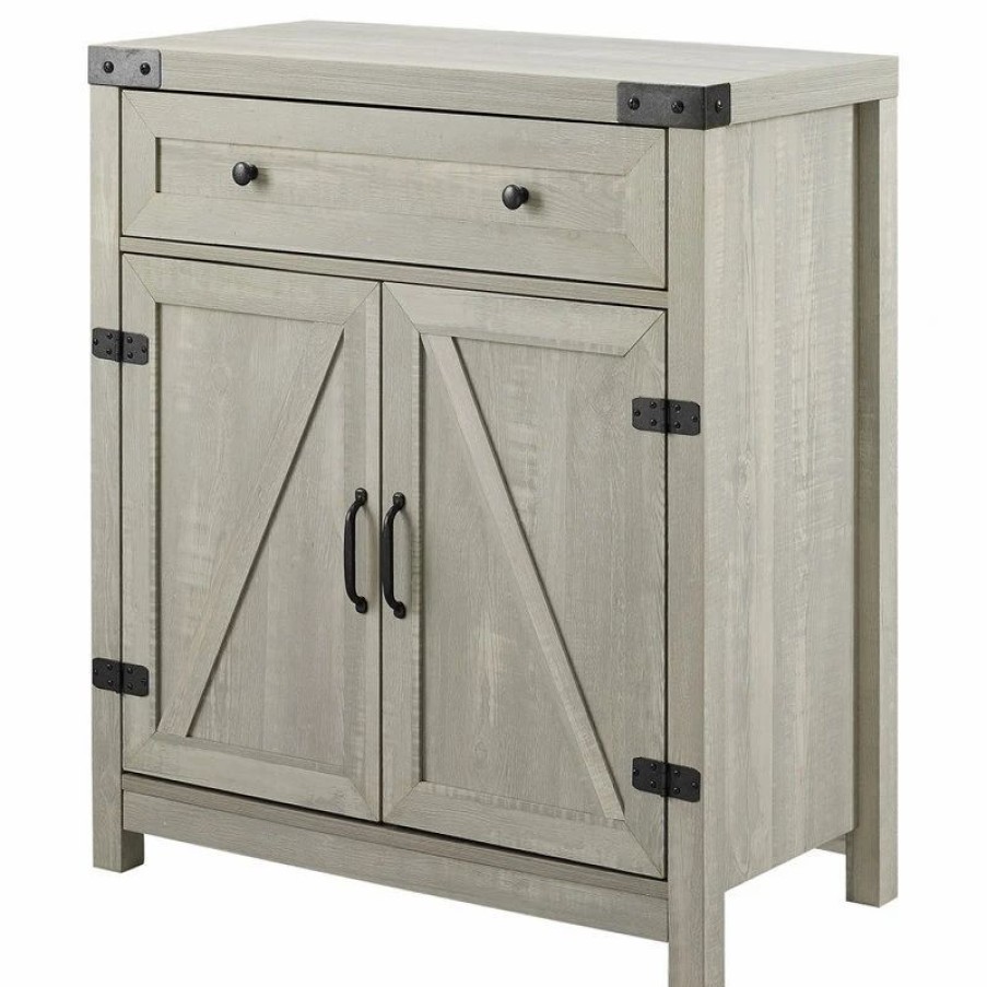 Accent Chests & Cabinets * | Walker Edison 30 Farmhouse Barn Door Accent Cabinet Stone Grey