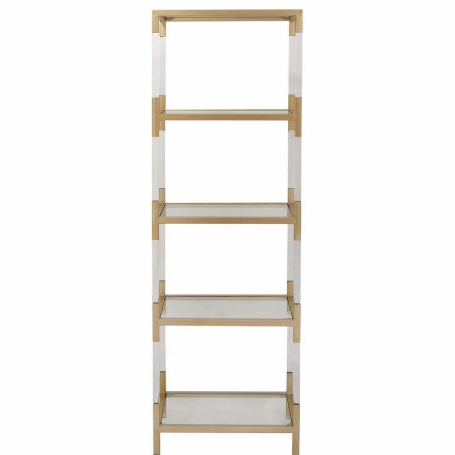 Bookcases * | Brimfield & May Contemporary Gold Acrylic Shelving Unit 56936