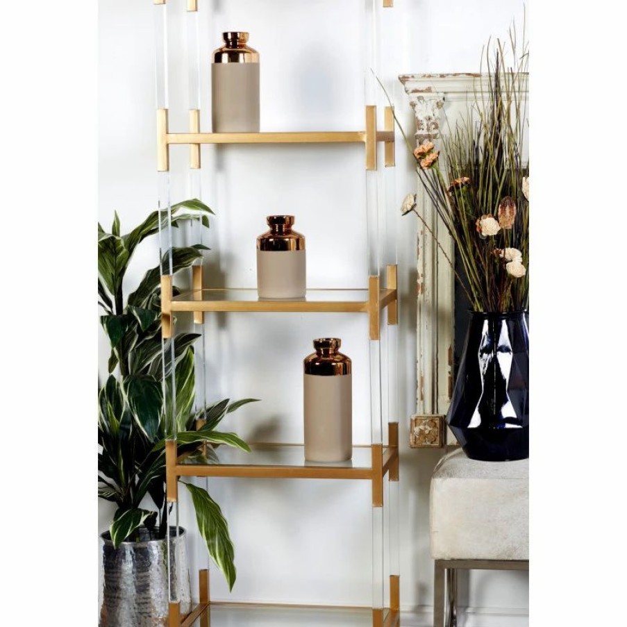 Bookcases * | Brimfield & May Contemporary Gold Acrylic Shelving Unit 56936