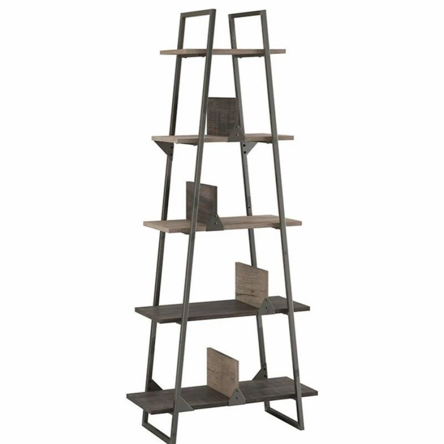 Bookcases * | Bush Business Furniture Bush Furniture Refinery A Frame Etagere Bookshelf In Rustic Gray