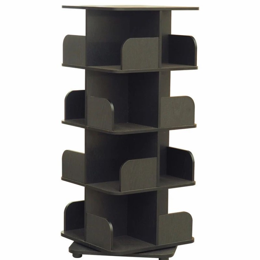 Bookcases * | Pilaster Designs Oneonta Revolving Bookcase Tower Display Unit, Wood, Black, 4 Tier