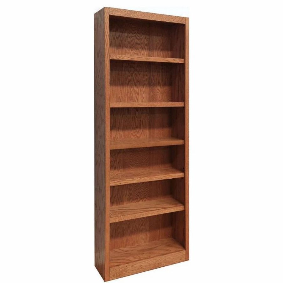 Bookcases * | Concepts In Wood Traditional 84 Tall 6-Shelf Wood Bookcase In Dry Oak