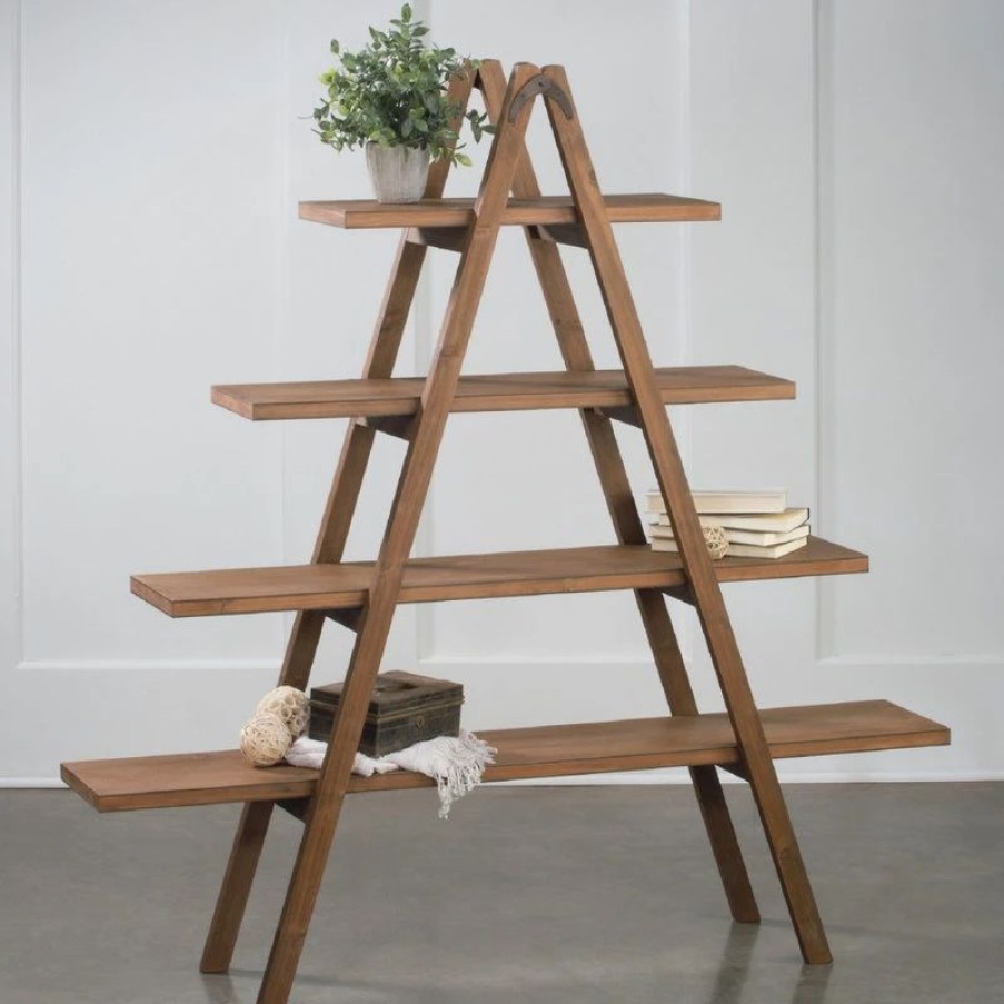 Bookcases * | Tripar International Inc 4 Tier A-Frame Wooden Display Shelf, Brown