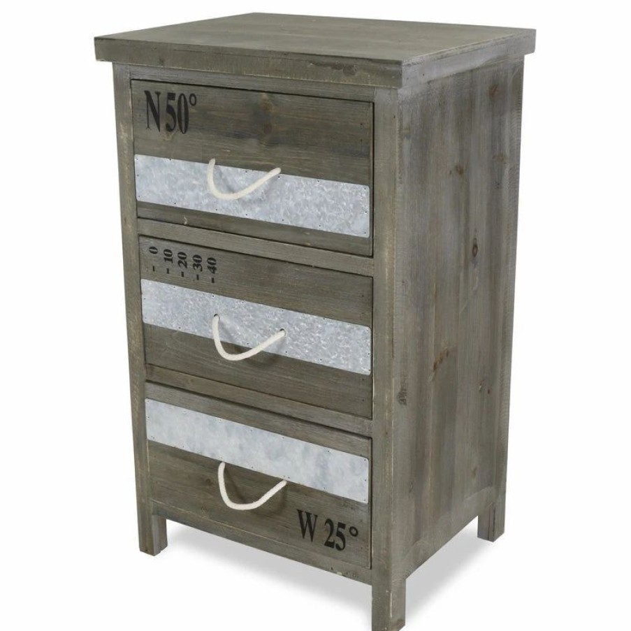 Accent Chests & Cabinets * | Cheungs 3-Drawer Rope Handle Wooden Cabinet