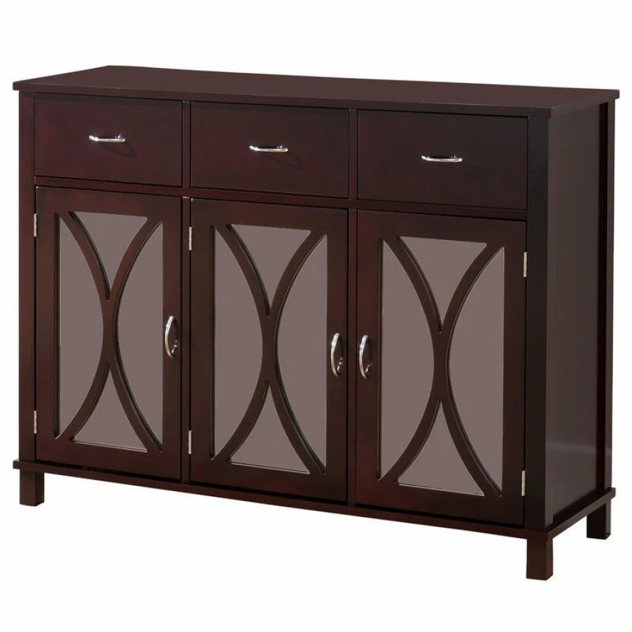 Buffets & Sideboards * | Pilaster Designs Blair Wood Buffet With Mirrored Doors, Espresso