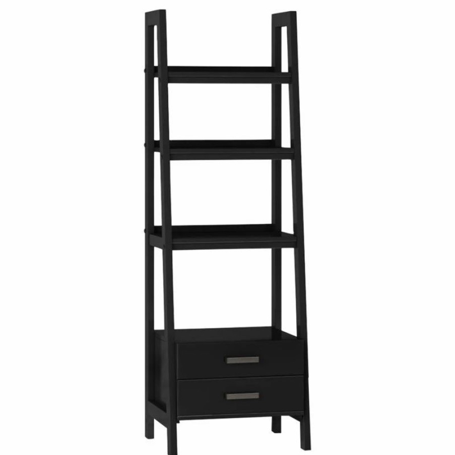 Bookcases * | Simpli Home Ltd. Sawhorse Ladder Shelf With Storage