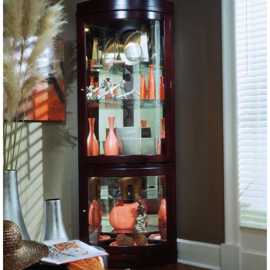 China Cabinets & Hutches * | Pulaski Furniture Pulaski Chocolate Cherry Corner Curio