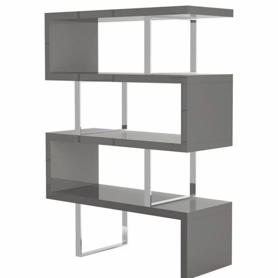 Bookcases * | Modloft Pearl Bookcase, Glossy Dark Gull Gray