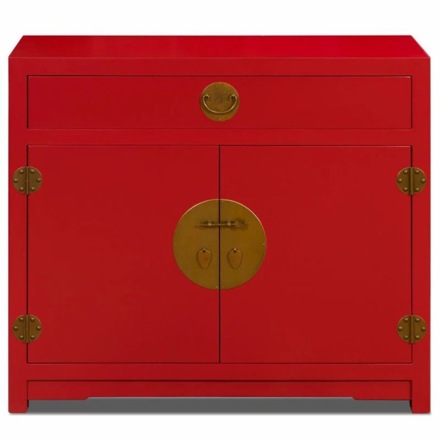 Accent Chests & Cabinets * | China Furniture And Arts Matte Red Elmwood Ming Cabinet