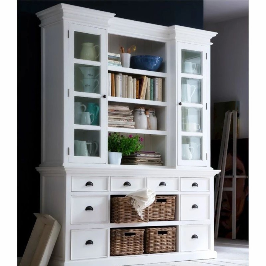 China Cabinets & Hutches * | Novasolo Furniture Novasolo Provence Storage Cabinet With Hutch In Pure White