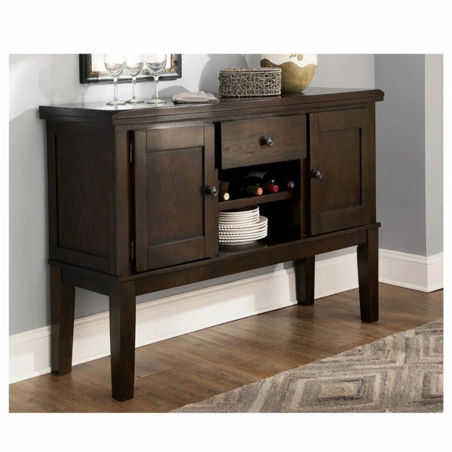 Buffets & Sideboards * | Ashley Furniture Industries Haddigan Dining Room Server, Casual Style, Dark Brown