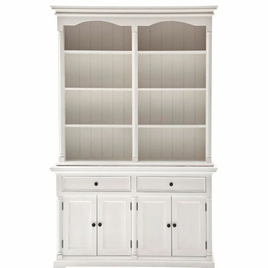 China Cabinets & Hutches * | Novasolo Furniture Novasolo Provence Storage Cabinet With Hutch In Pure White