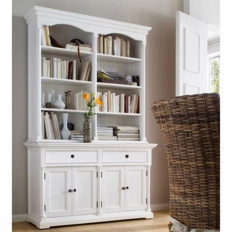 China Cabinets & Hutches * | Novasolo Furniture Novasolo Provence Storage Cabinet With Hutch In Pure White