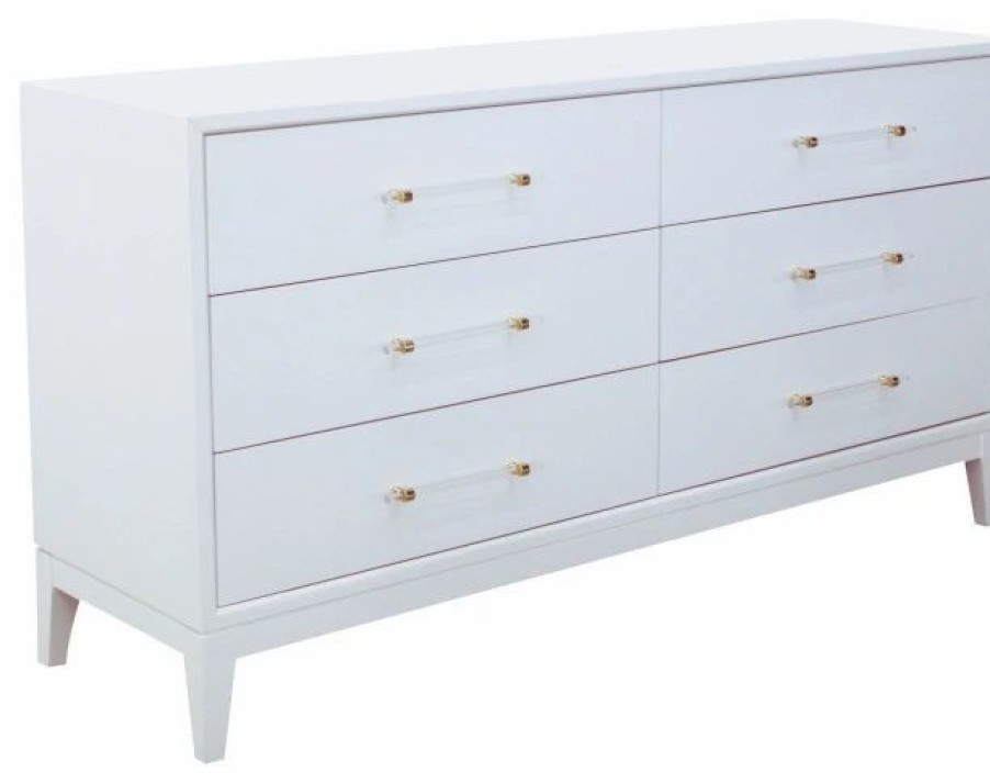 Dressers * | Best Master Furniture Orbis White Lacquer Dresser