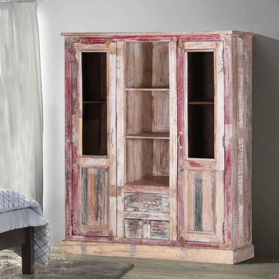 China Cabinets & Hutches * | Sierra Living Concepts Inc Blue Ridge Reclaimed Wood 2-Door Rustic Display Cabinet