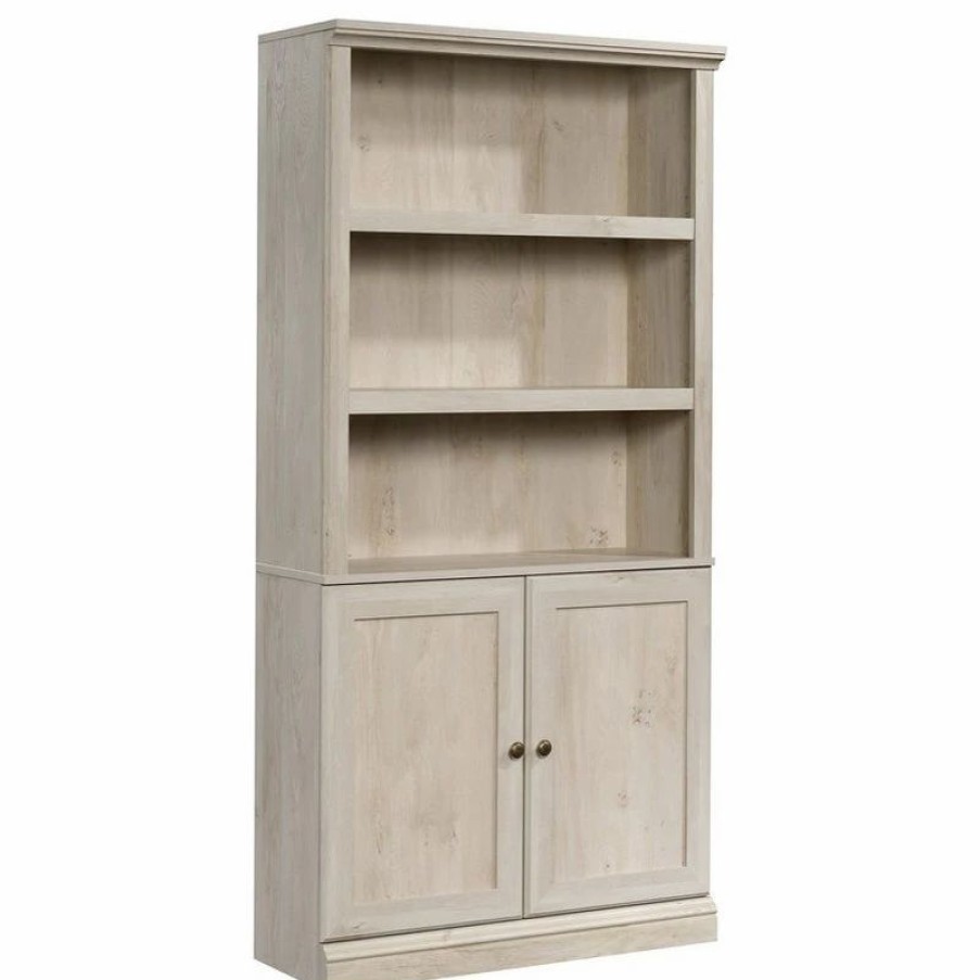 Bookcases * | Sauder Misc Storage 3-Shelf 2-Door Tall Wood Bookcase In Chalked Chestnut