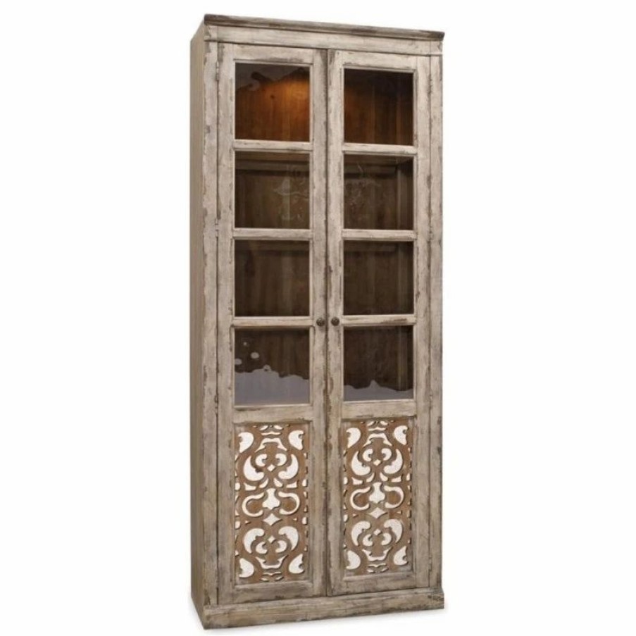 China Cabinets & Hutches * | Beaumont Lane 2 Door Bunching Curio Cabinet In Caramel Froth