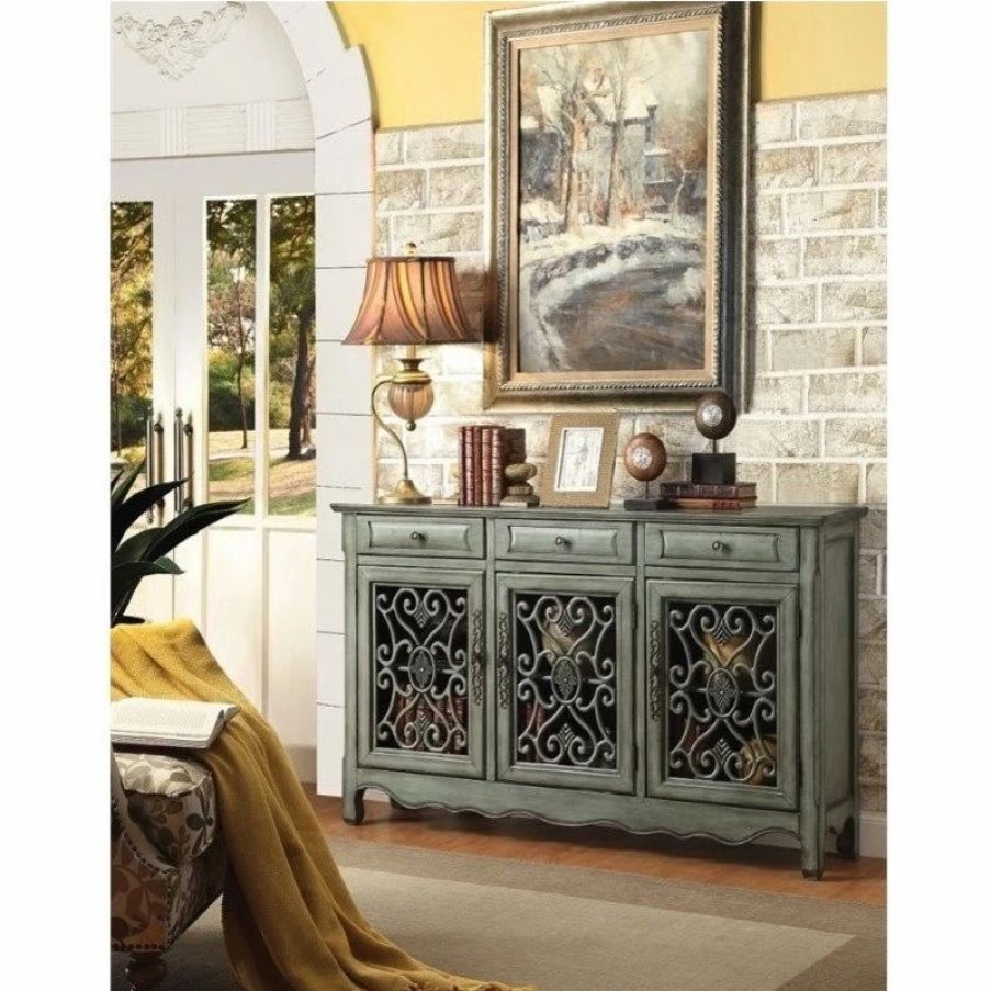 Buffets & Sideboards * | Coaster Home Furnishings Coaster Accent Cabinets Traditional Accent Cabinet In Antique Green Finish