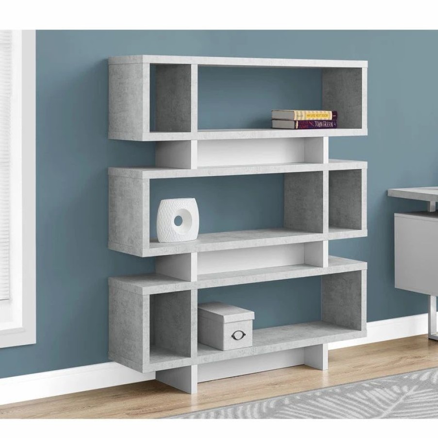 Bookcases * | Monarch Specialties Bookshelf, Bookcase, Etagere, 4 Tier, 55 H, Office, Bedroom, Laminate, Gray