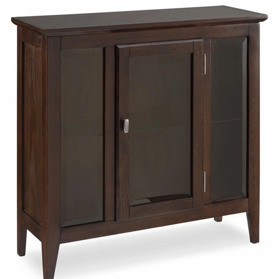 China Cabinets & Hutches * | Bowery Hill Curio Cabinet In Chocolate Oak