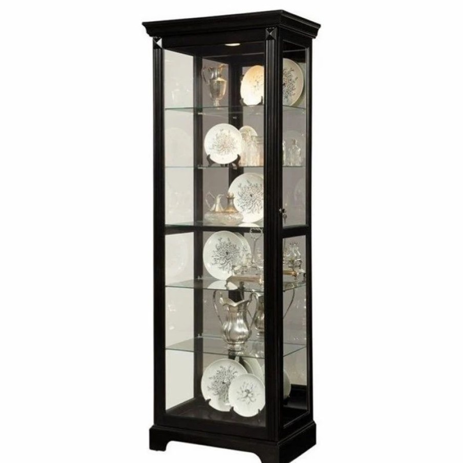 China Cabinets & Hutches * | Homefare Pulaski Curio Display Cabinet In Painted Black