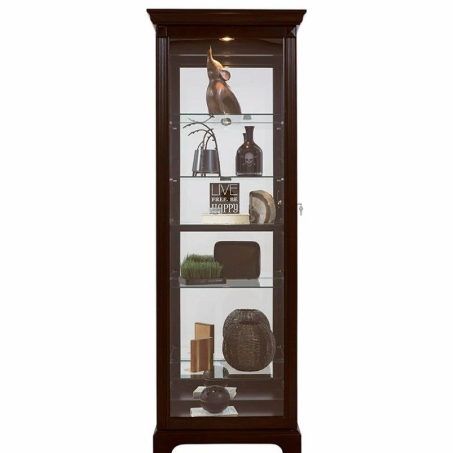 China Cabinets & Hutches * | Homefare Pulaski Curio Display Cabinet In Painted Black