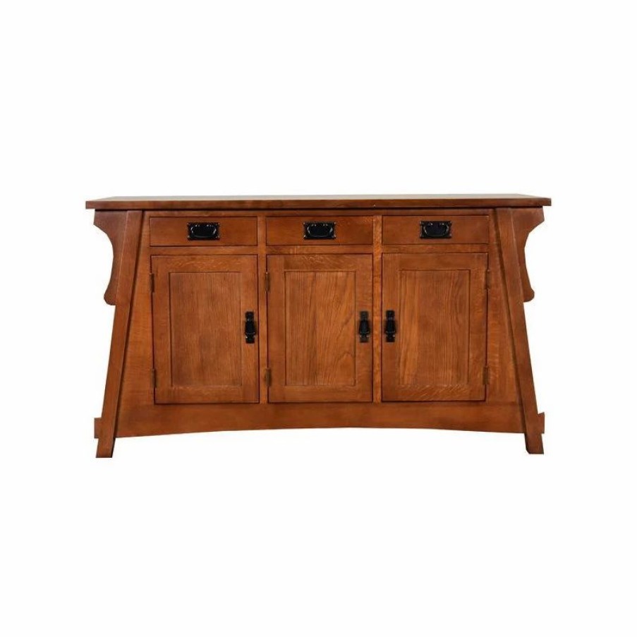 Buffets & Sideboards * | Crafters And Weavers Arts And Crafts Mission Solid Oak Crofter Style Sideboard, Sofa Table