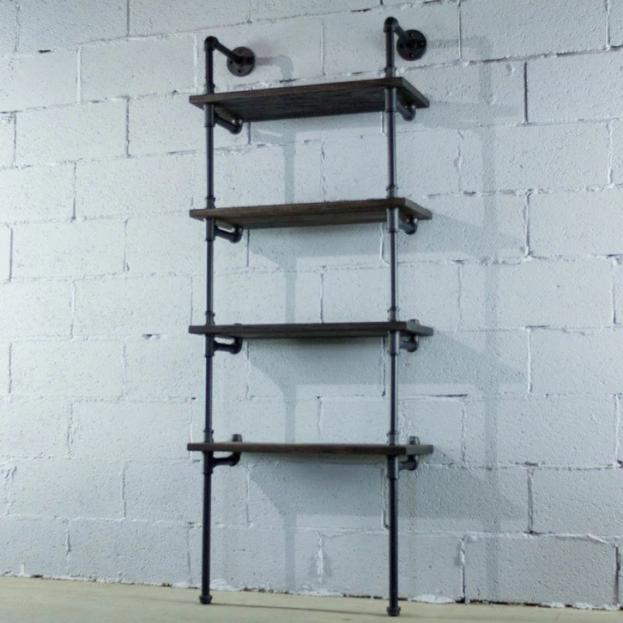 Bookcases * | Furniture Pipeline Sacramento Industrial Chic 33 Etagere Bookcase, Black Steel/Dark Brown, 27