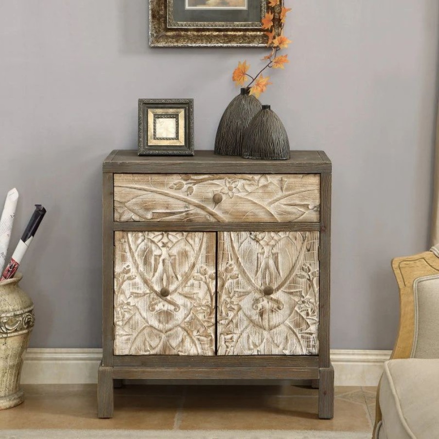 Accent Chests & Cabinets * | Coast To Coast Imports, Llc Coast To Coast One Drawer Two Door Cabinet In Treasures Weathered Natural 13609