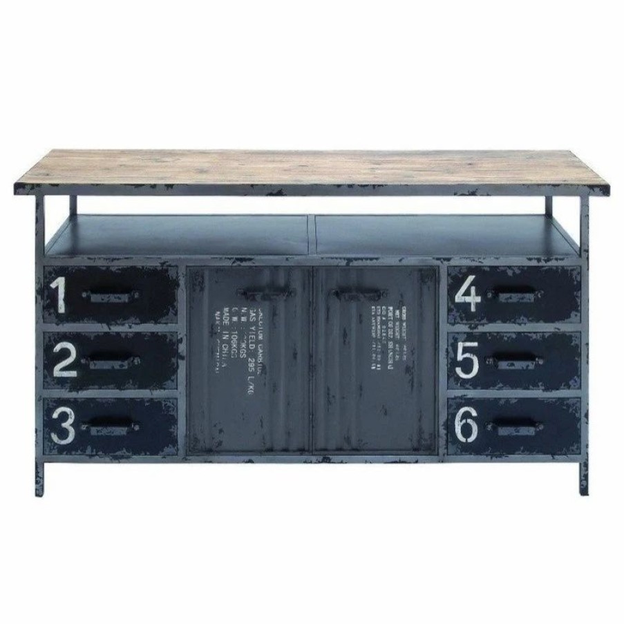 Buffets & Sideboards * | Brimfield & May Industrial Gray Metal Buffet 55484