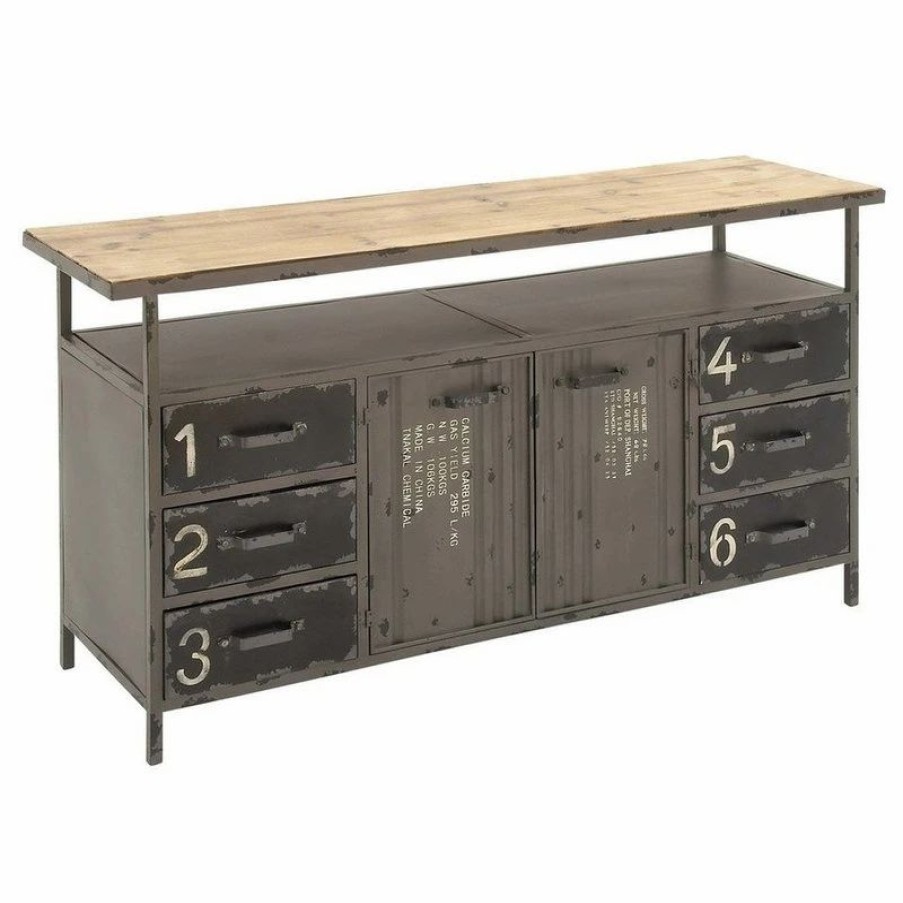 Buffets & Sideboards * | Brimfield & May Industrial Gray Metal Buffet 55484