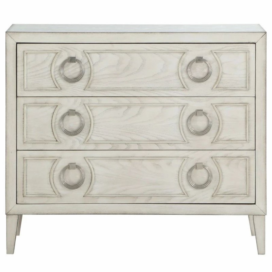 Accent Chests & Cabinets * | Coast To Coast Imports, Llc Coast To Coast Three Drawer Chest With Reeds White Finish 30511