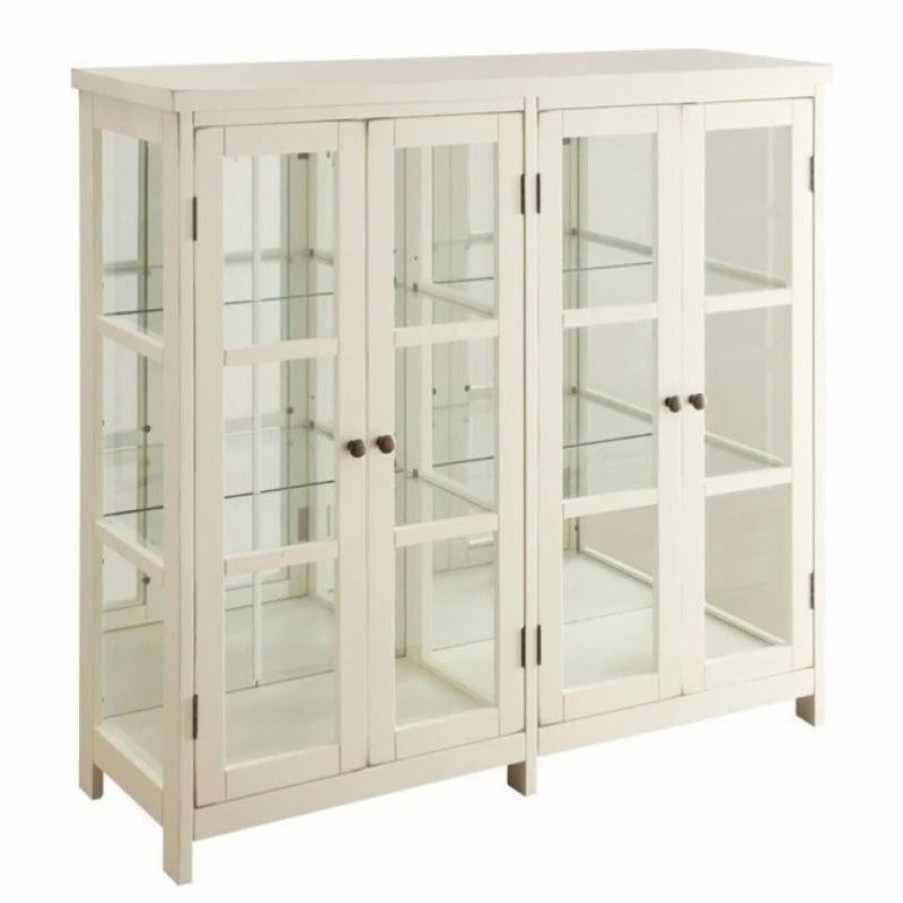 China Cabinets & Hutches * | Bowery Hill 4 Door Curio Cabinet In White