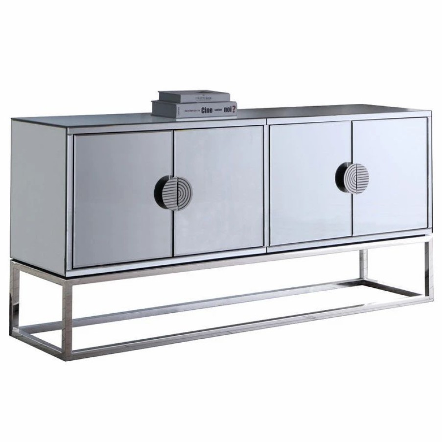 Buffets & Sideboards * | Meridian Furniture Marbella Sideboard/Buffet, Chrome Base/Handles