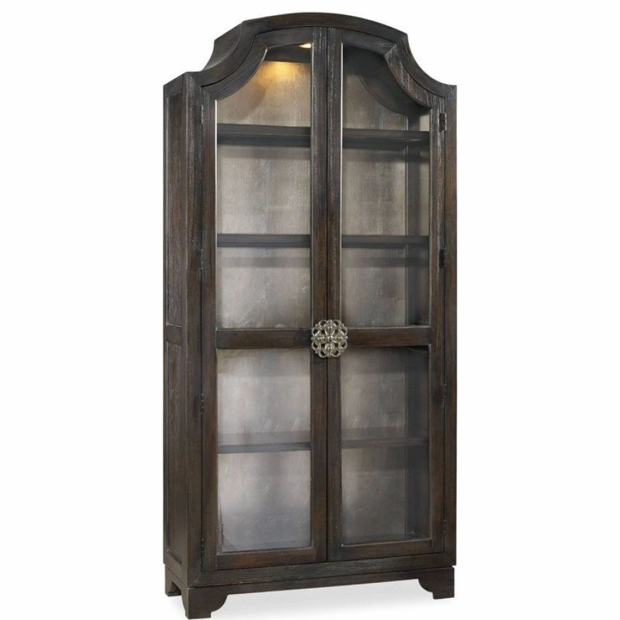 China Cabinets & Hutches * | Hooker Furniture 3031-50001 44 W Oak Wood Display Cabinet Distressed Ebony