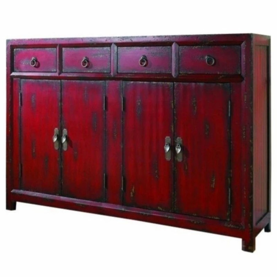 Accent Chests & Cabinets * | Beaumont Lane 58 Red Asian Accent Chest