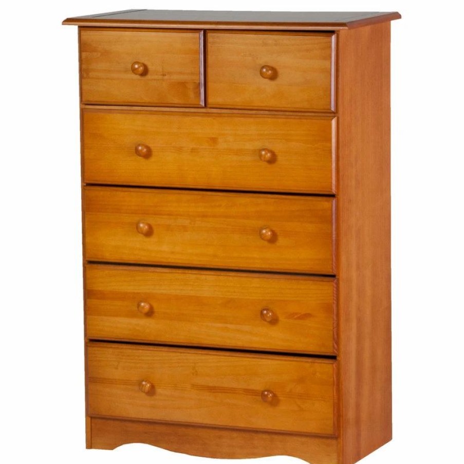 Dressers * | Palace Imports 100% Solid Wood 4+2 Or 6-Drawer Chest, Honey Pine