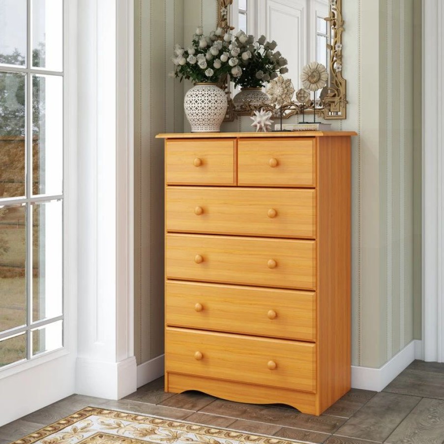 Dressers * | Palace Imports 100% Solid Wood 4+2 Or 6-Drawer Chest, Honey Pine