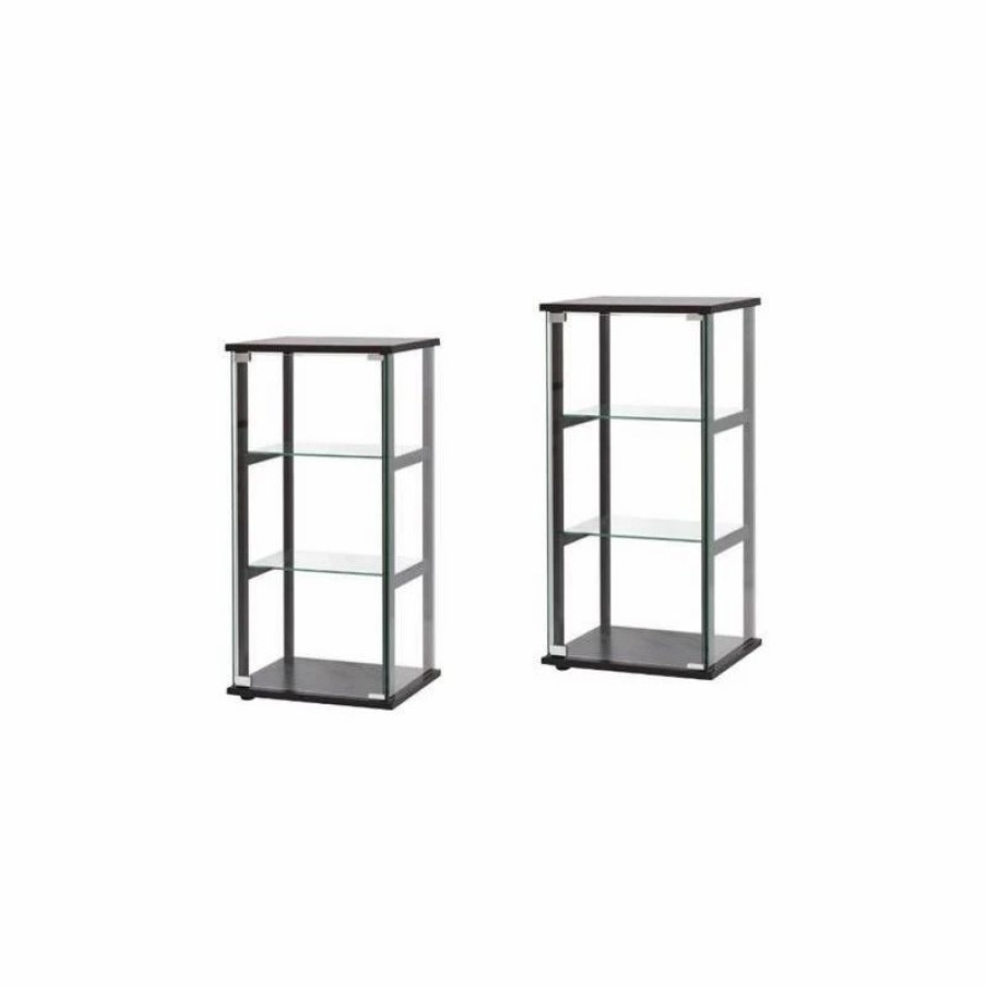 China Cabinets & Hutches * | Home Square (Set Of 2) Contemporary Glass Curio Cabinet In Black