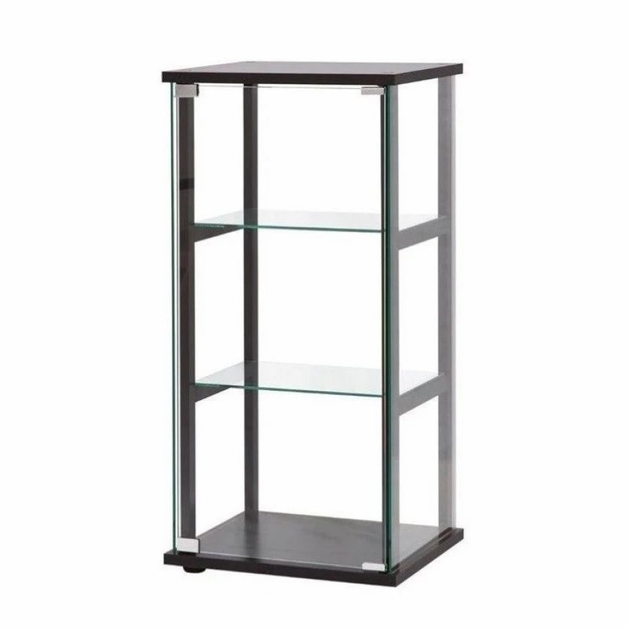 China Cabinets & Hutches * | Home Square (Set Of 2) Contemporary Glass Curio Cabinet In Black