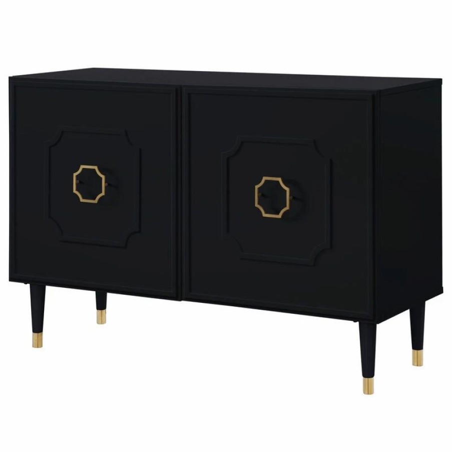 Buffets & Sideboards * | Inspired Home Nohea Sideboard, 2 Doors, Black