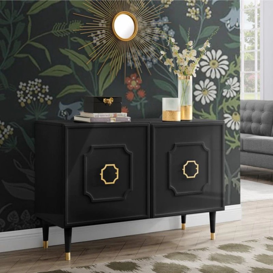 Buffets & Sideboards * | Inspired Home Nohea Sideboard, 2 Doors, Black