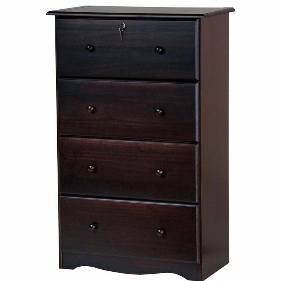 Dressers * | Palace Imports 100% Solid Wood 4-Super Jumbo Drawer Chest, Java