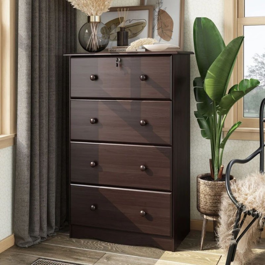 Dressers * | Palace Imports 100% Solid Wood 4-Super Jumbo Drawer Chest, Java