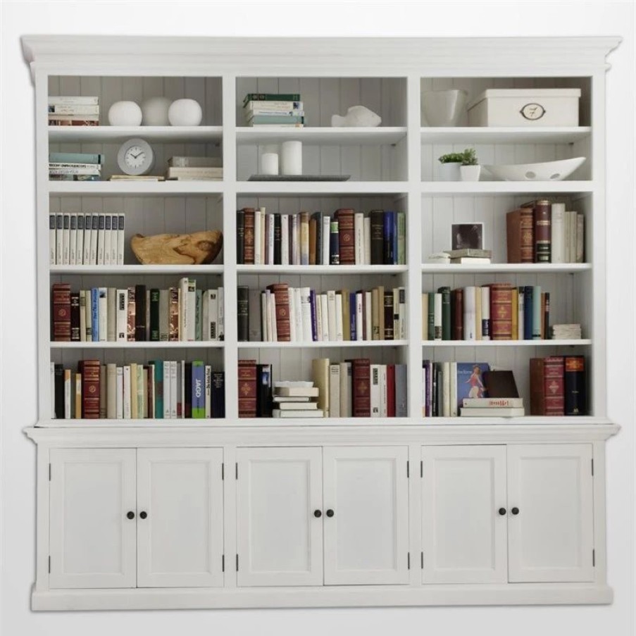 China Cabinets & Hutches * | Novasolo Furniture Novasolo Halifax Triple Bookcase In Pure White