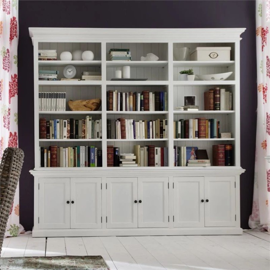 China Cabinets & Hutches * | Novasolo Furniture Novasolo Halifax Triple Bookcase In Pure White