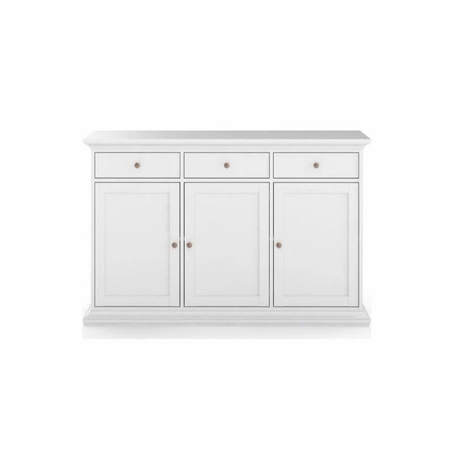 Buffets & Sideboards * | Tvilum Sonoma Scandinavian Engineered Wood Sideboard With 3 Drawers In White