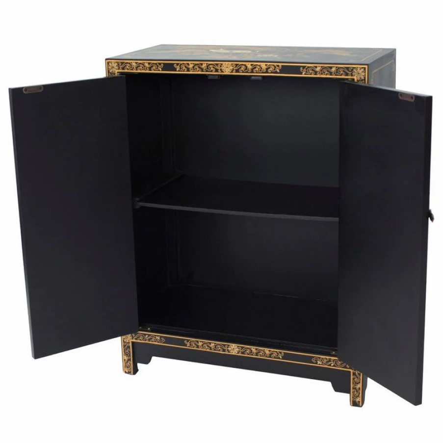 Accent Chests & Cabinets * | Oriental Furniture Black Lacquer Cabinet