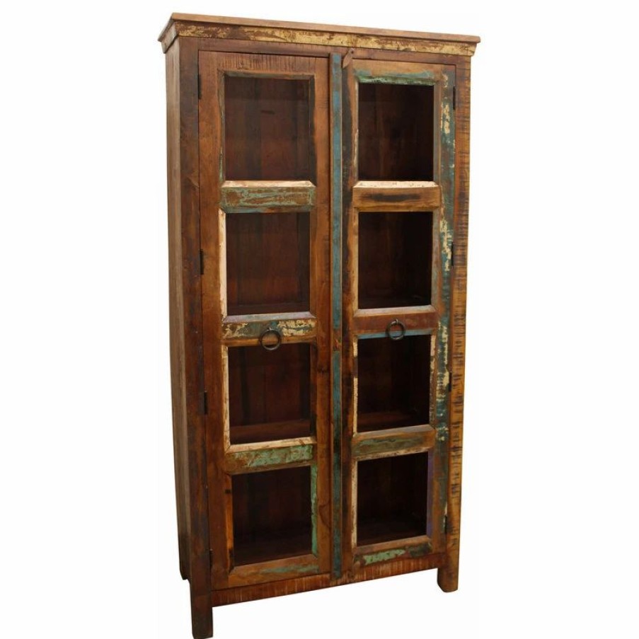 China Cabinets & Hutches * | Moti Beach Almirah Cabinet With Glass Doors